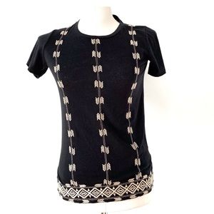 J.Crew Navy Embroidered Short Sleeve Tee Women’s XXS NWT Cotton